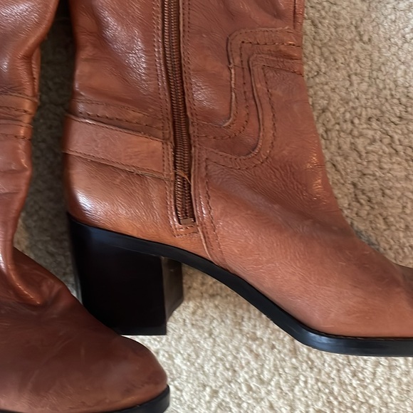 Franco Sarto Brown Leather Heeled Boots - Picture 3 of 6